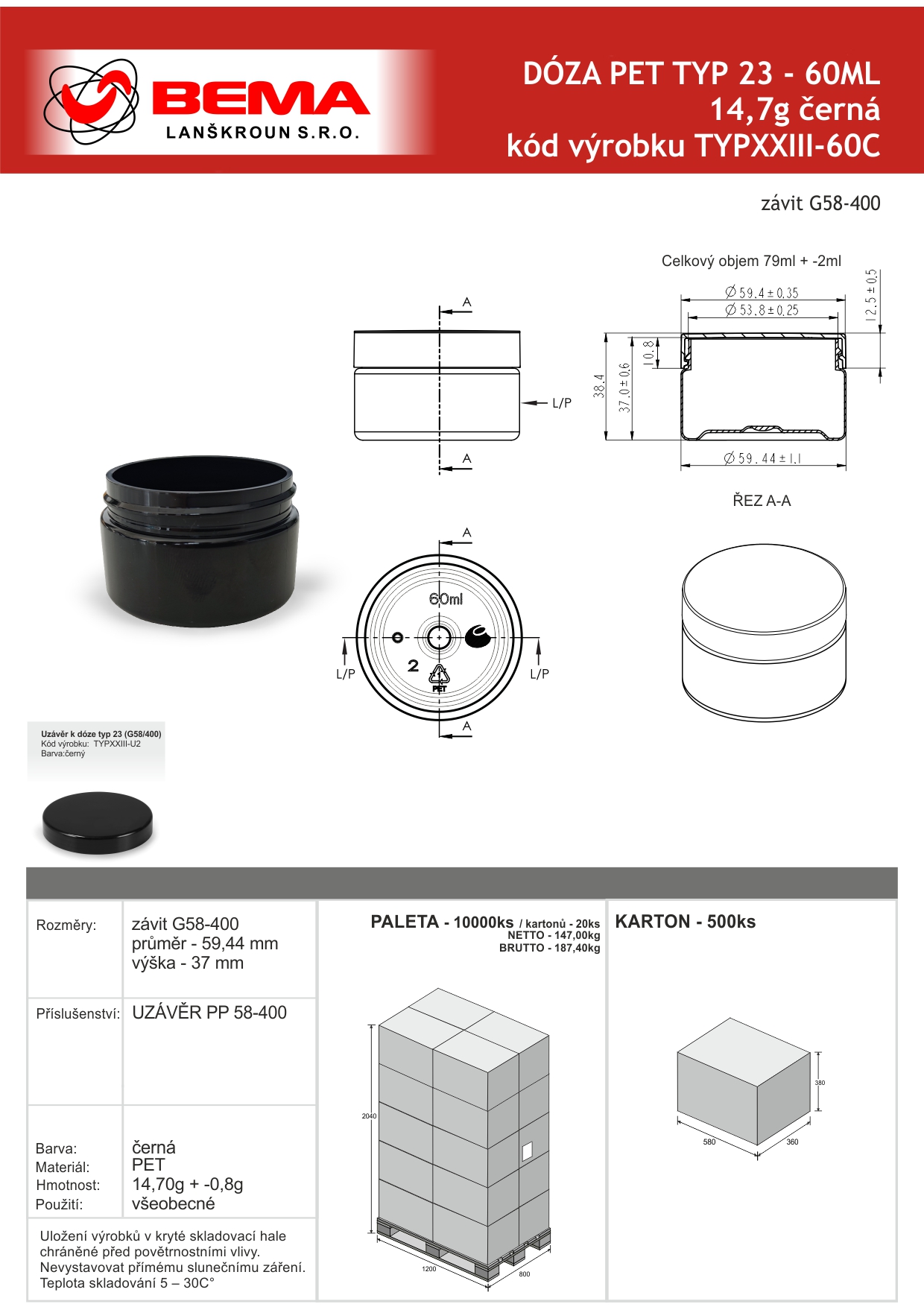 Doza Typ 23_ PET 60ml černá 7-3-2025